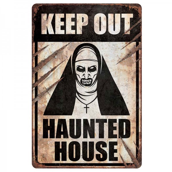 Halloween Warnschild Hounted House