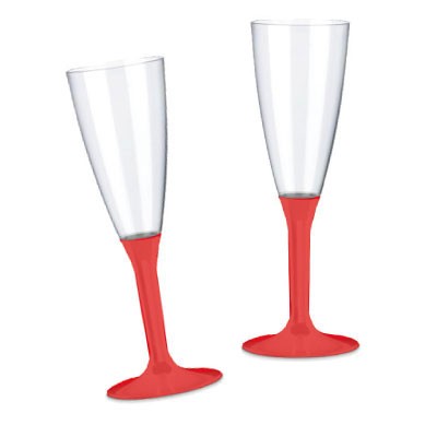 Plastik Sektgläser rot transparent