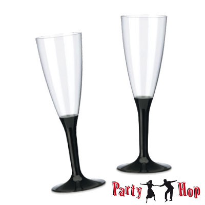 Plastik-Sektgläser transparent schwarz