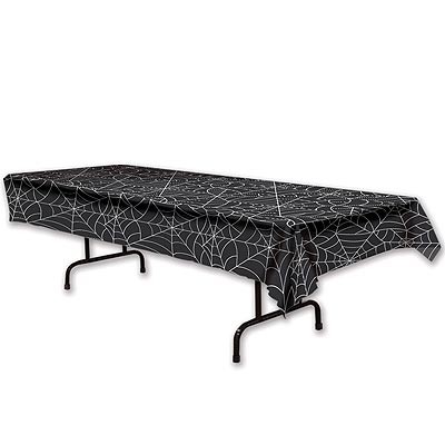Plastiktischdecke Spinnennetz schwarz - 137x274 cm