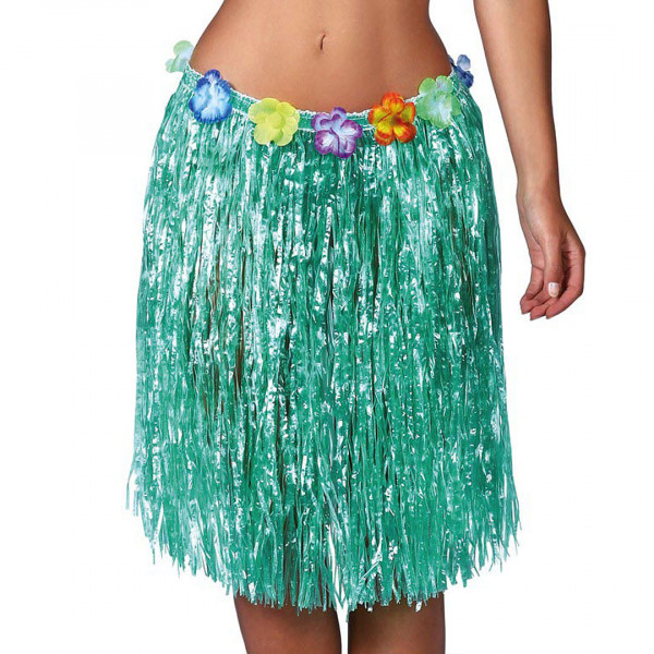 Kurzer Hawaiirock grün mit Blüten 6402