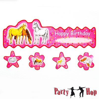 Birthday Banner Pferdchen Blumen Sterne