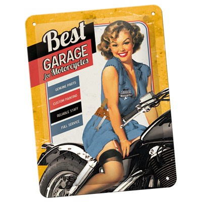 Blechschild Best Garage Pin Up Yellow