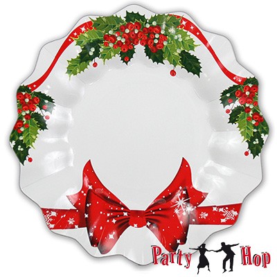 Pappteller Weihnachtsschleife groß