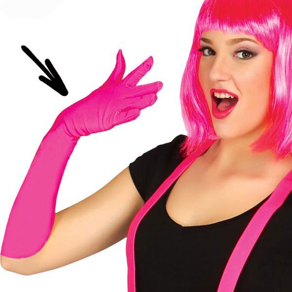 Lange Handschuhe neonpink