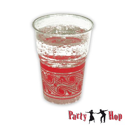 Kunststoffbecher transparent-rot