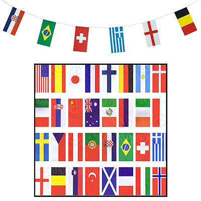 Wimpel Girlande aus Papier Länder International Flagge 3,5m
