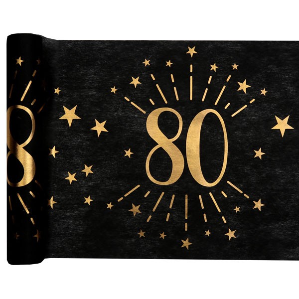 Tischläufer 80 Geburtstag schwarz gold