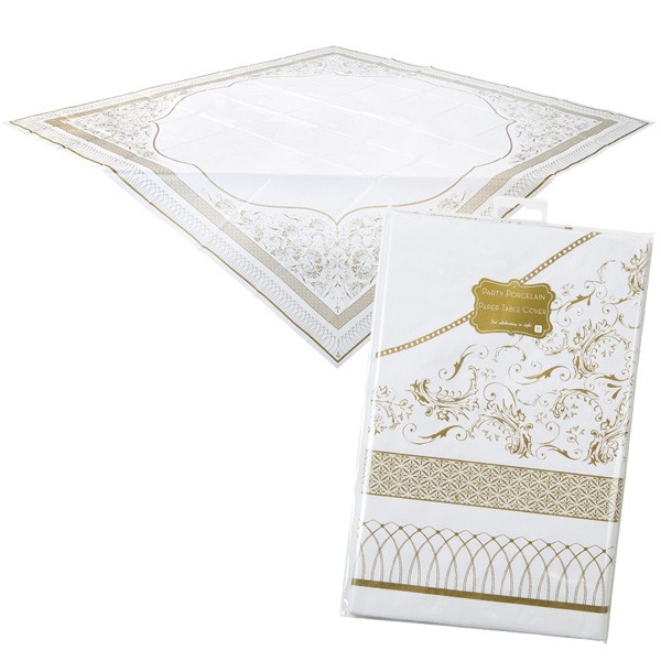 Papiertischdecke Party Porzellan gold 