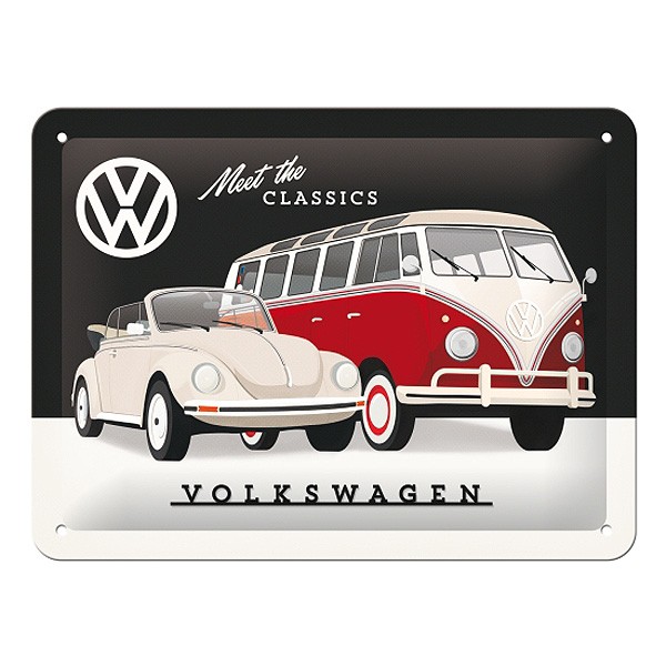 Blechschild VW - Meet The Classics - Käfer & Bulli 20x15 cm