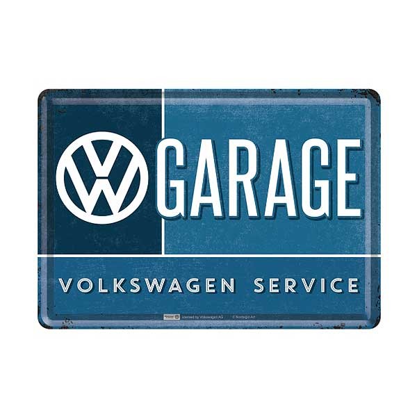 VW Blechpostkarte Volkswagen Service Garage