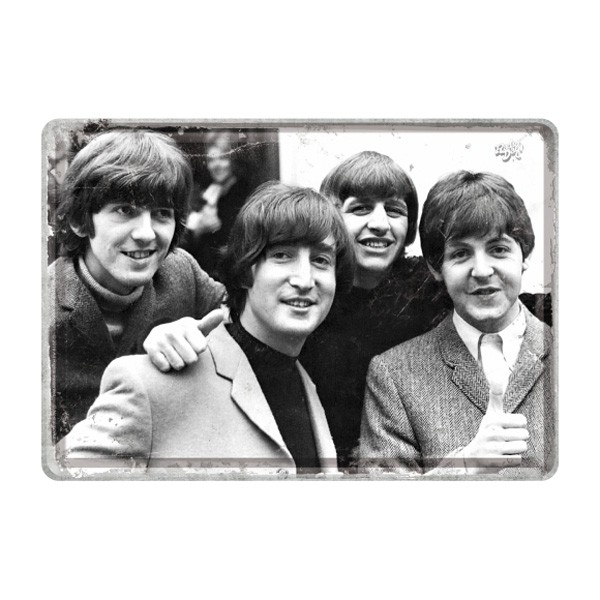 Blechpostkarte Beatles sw