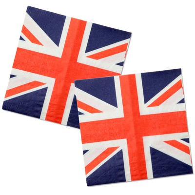 Papierservietten Flagge Grossbritannien England Britische Fahne Union Jack Mottoparty Tischdeko Great Britain Uk Einwegservietten