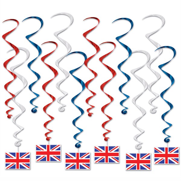 Partydeko Großbritannien Flaggen Spiralhänger