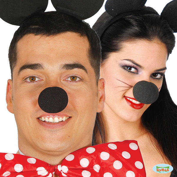schwarze Nase aus Schaumstoff zum Aufstecken Karneval Fasching Tier Maus ca 5 c