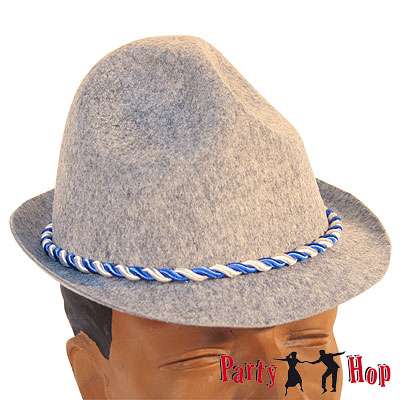 Brandsseller Bayern Seppelhut – Klassischer Trachtenfilzhut Für Oktoberfest, Uni (ca. 60 Cm) Mit Blau-weißer Kordel
