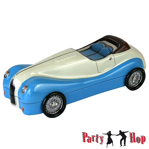 Blechdose Auto Roadster blau-beige