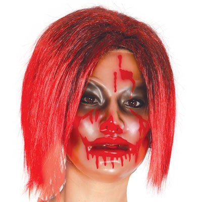 Transparente Horrormaske mit Blut Frau