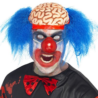 Perücke Skalpierter Clown mit Clown-Nase
