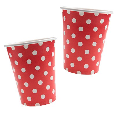 Pappbecher Pünktchen Polka dots rot
