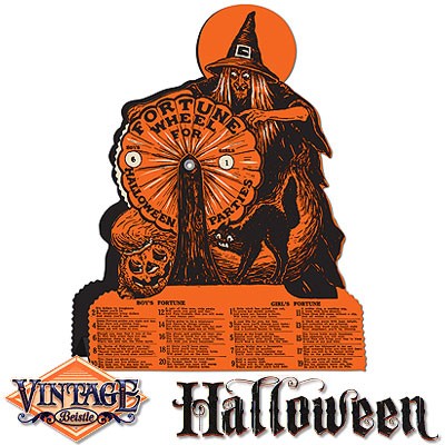 Vintage Halloween Glücksrad-Hexe