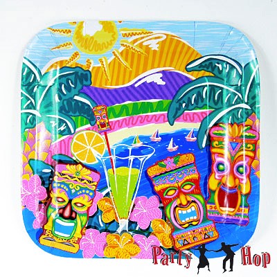 Pappteller Hawaii Tiki