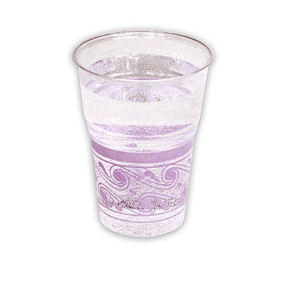 Kunststoffbecher transparent Muster lila
