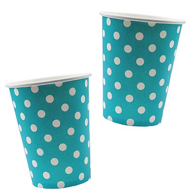 Pappbecher Pünktchen Polka dots türkis
