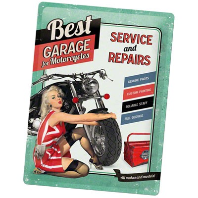 Blechschild Best Garage Pin Up Green