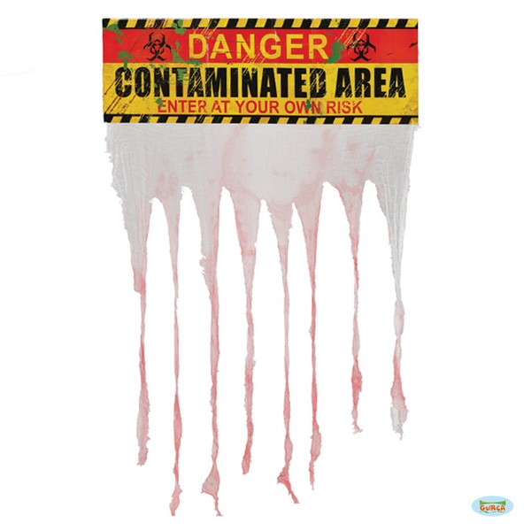 Dekoschild mit Stoff - Danger - Contaminated Area