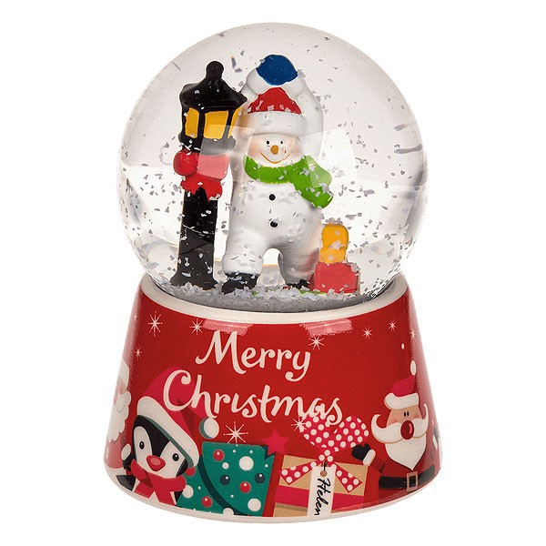 Schneemann Schneekugel mit LED