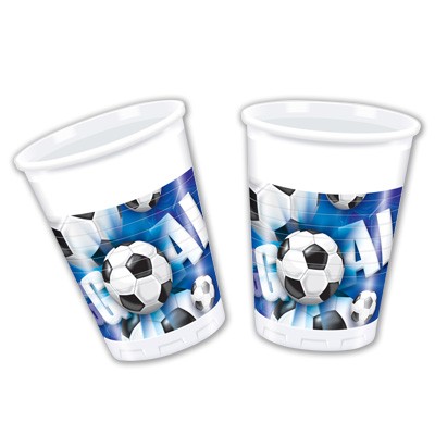 Plastikbecher Fußball blau