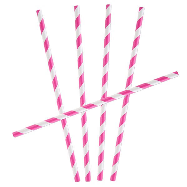 Papier-Trinkhalme pink weiß