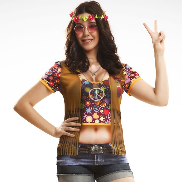 3D Fun-Shirt Hippie Girl M