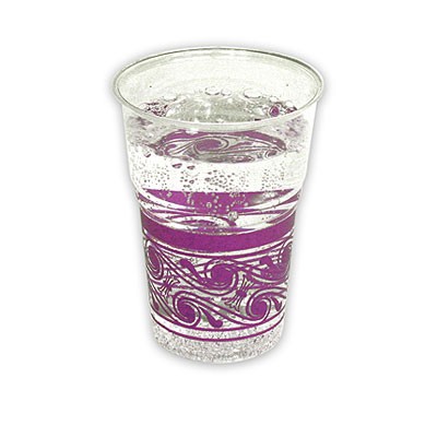 Kunststoffbecher transparent Muster violett