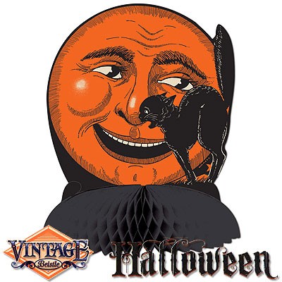 Vintage Halloween Tischdeko Katze Mond