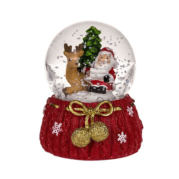 Schneekugel Weihnachtsmann Rentier klein
