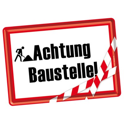 Blechpostkarte Achtung Baustelle