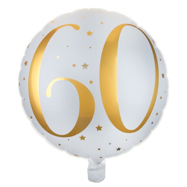 Folienballon Zahl 60 weiß gold