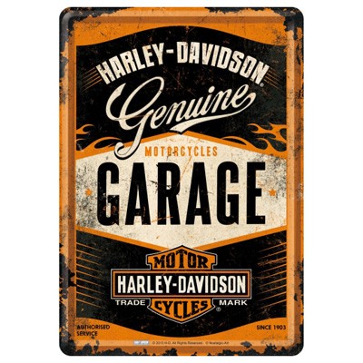 Blechpostkarte Harley Davidson Garage