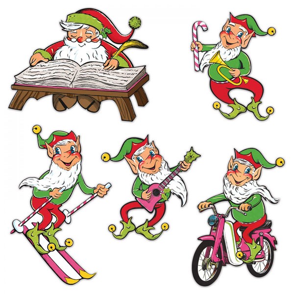 Nostalgie Dekomotive Weihnachtsmann Elfen