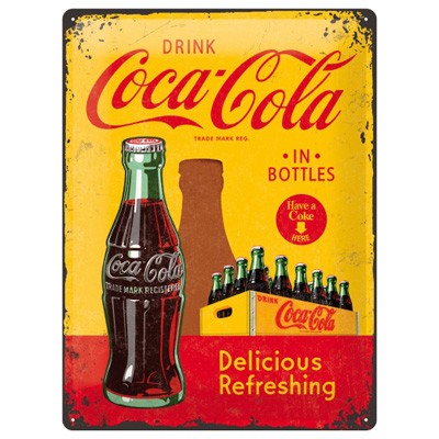 Nostalgisches Deko-Blechschild Coca-Cola In Bottles - ca. 30x40 cm