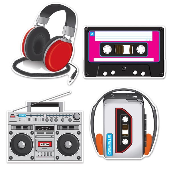 Schilder 80er Jahre Kopfhörer Kassette Ghettoblaster