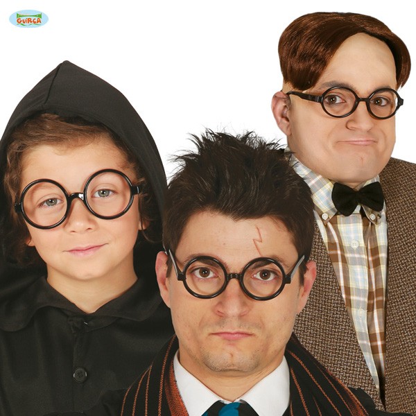 Schwarze runde Kostümbrille Nerdbrille