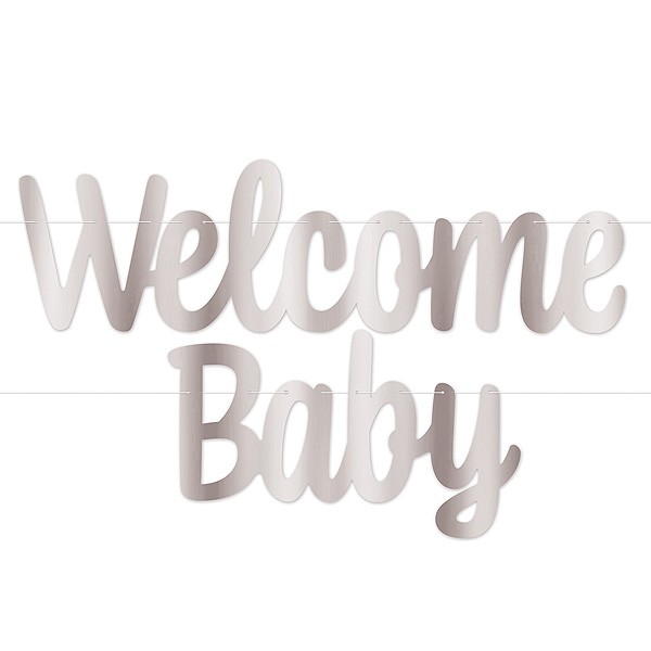 Girlande Welcome Baby silber