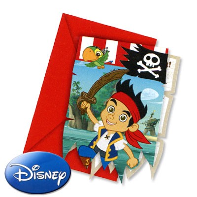 Disney Piratenparty Jake und die Nimmerland Piraten Einladungskarten 