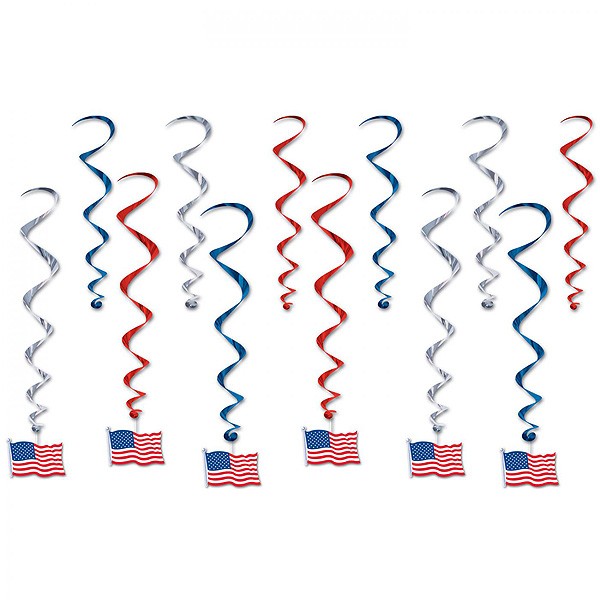Partydeko USA Flaggen Spiralhänger