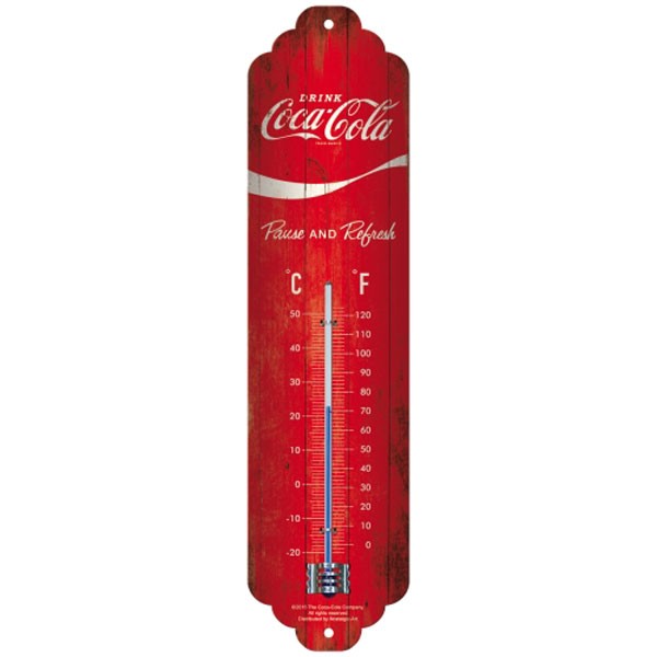 Thermometer Blechschild Coca-Cola Red Wave