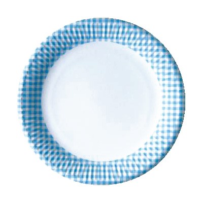 Pappteller blau Karo