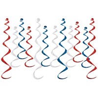 12 Deko Spiralhänger rot weiß blau 12 Deko Spiralhänger rot weiß blau